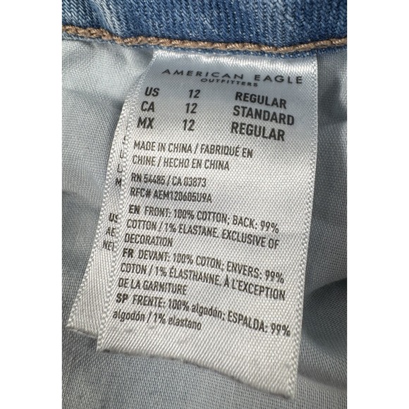 American Eagle Mom Jean Light Wash Denim Casual Womens 12 - Picture 4 of 9